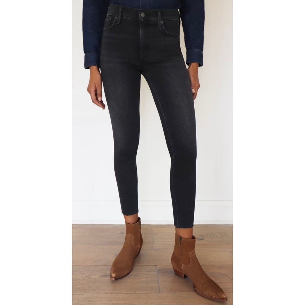 DENIM FORUM Black The Nico Mid Rise Skinny Crop Denim Jeans